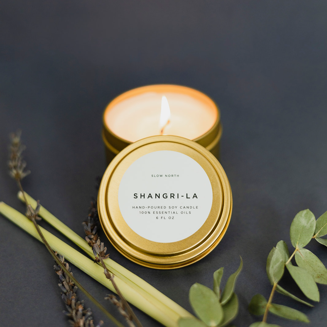 Shangri-La, a natural essential oil soy candle by Slow North