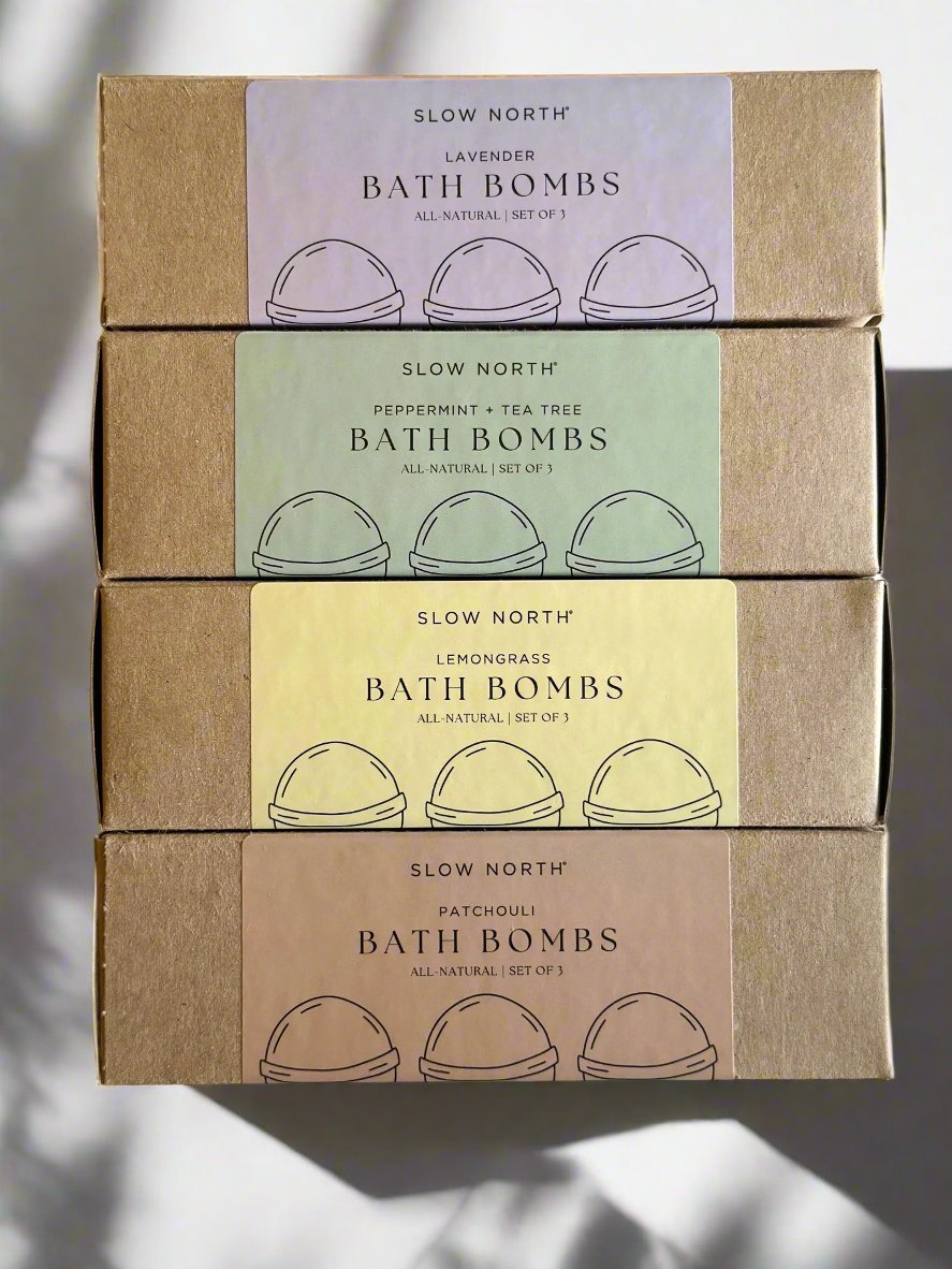 Natural Bath Bomb Set - Peppermint + Tea Tree (Set of 3)