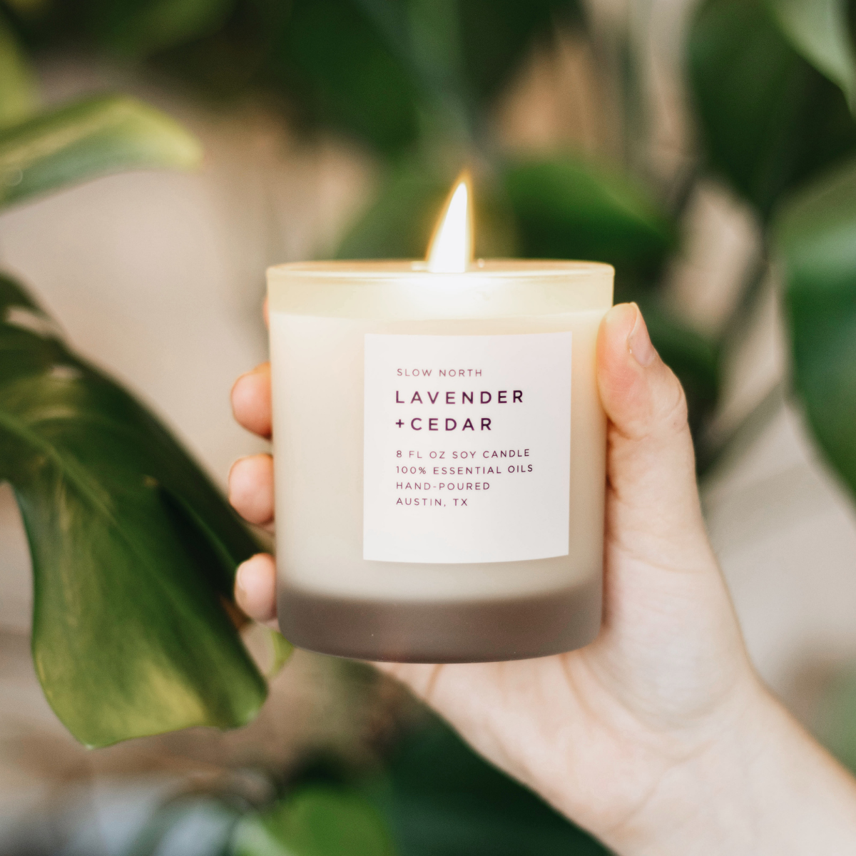 Lavender + Cedar Soy Candle with 100% Essential Oils – Slow North